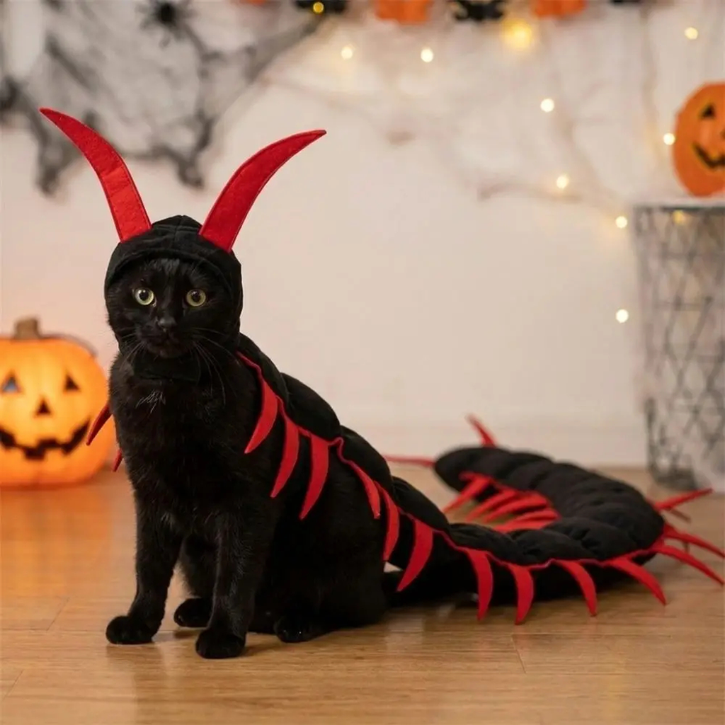 Fluffy Halloween Centipede Cat Costume