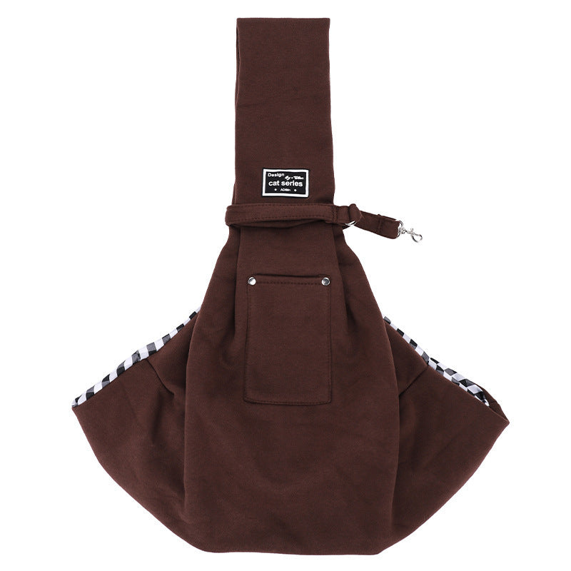 Brown bag with a strap on a white background