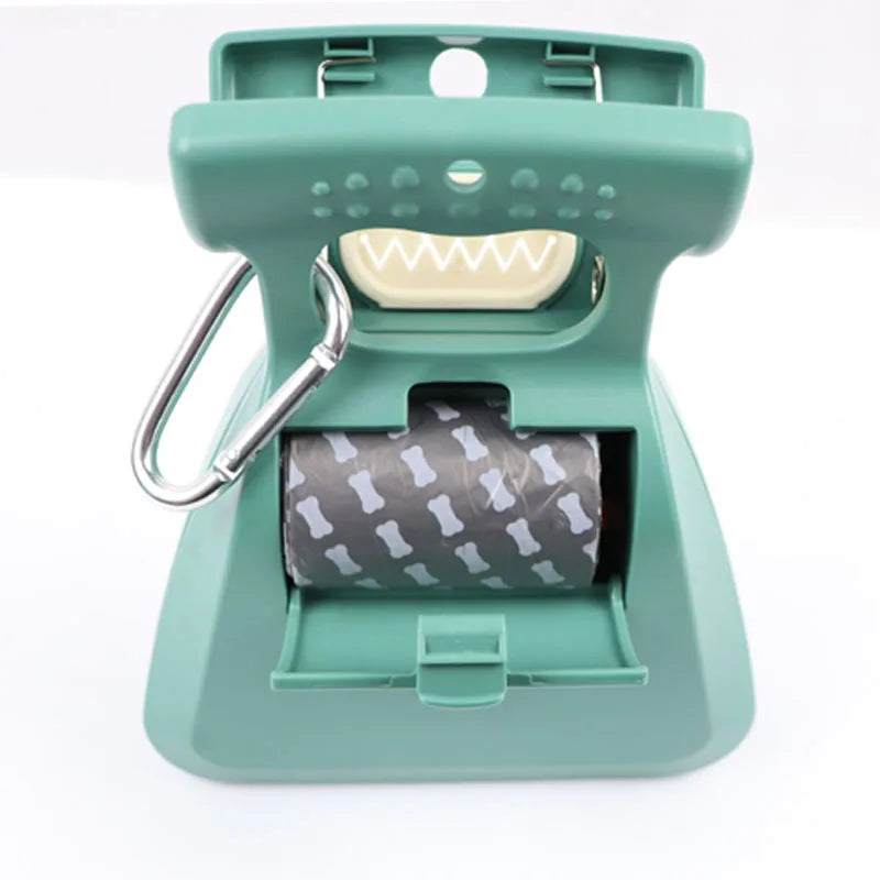 Pet waste bag dispenser with a roll of bags on a white background
