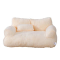 Cream-colored pet bed with a soft texture on a white background