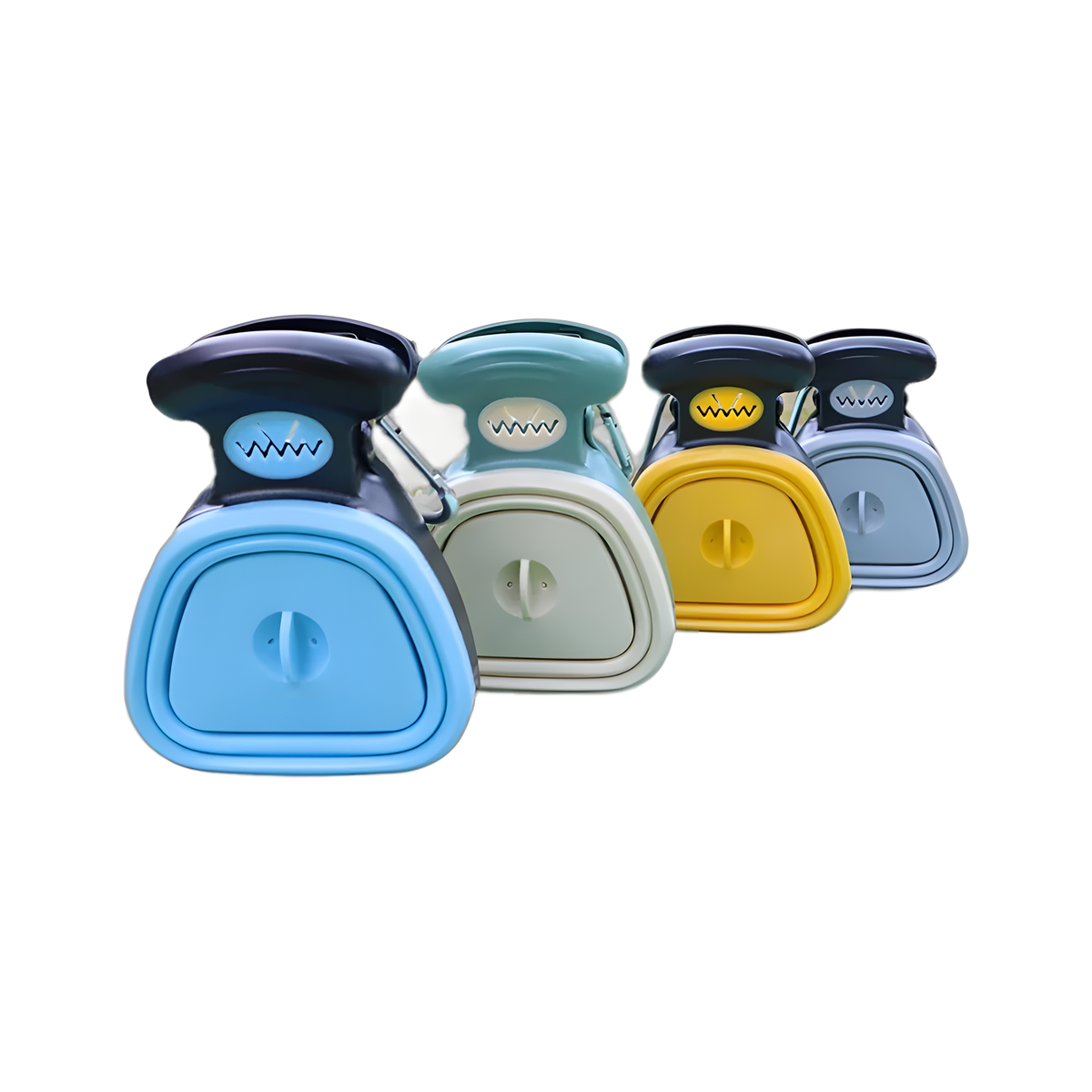 Set of colorful plastic lids on a white background